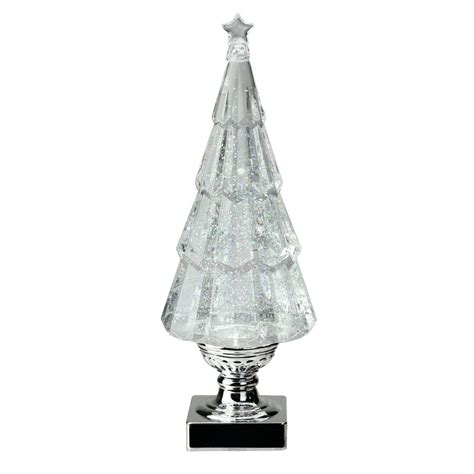 13.75" LED Lighted Swirling Glitter Tree Christmas Snow Globe Glitterdome - Walmart.com ...