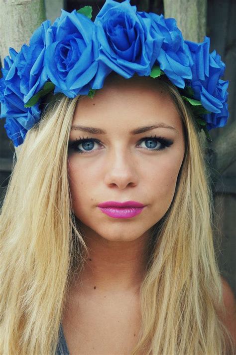 Rose Flower Crown in Royal Blue Statement Piece by FairyRingsShop, £26.00 Rose Flower Crown ...