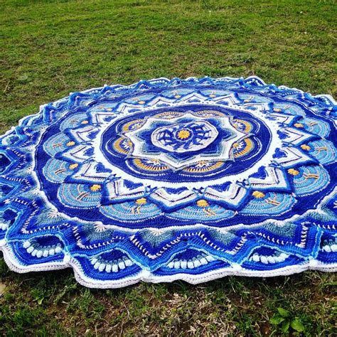 Mandala Afgansuna Mandara Blue Mandala Handmade Blanket - Etsy | Crochet mandala, Crochet ...