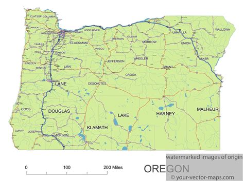 Oregon State Route Network Map Oregon Highways Map Cities Of Oregon ...