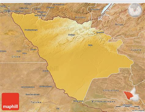 Physical 3D Map of Hwange Rural, satellite outside