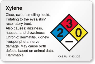 Xylene Labels