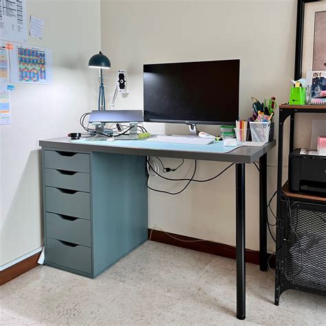Ikea LAGKAPTEN / ALEX desk, dark grey/grey-turquoise, 120x60 cm, Furniture & Home Living ...