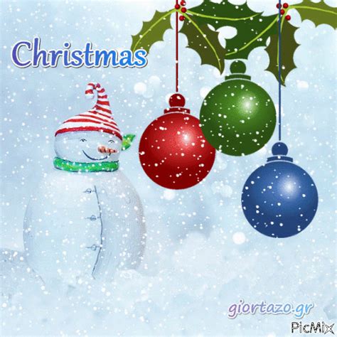 Falling Snow Snowman & Ornaments Christmas Gif Pictures, Photos, and ...