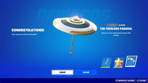 FORTNITE CHAPTER 4 SEASON 1 VICTORY GLIDER PEERLESS PARASOL ! NEW ...