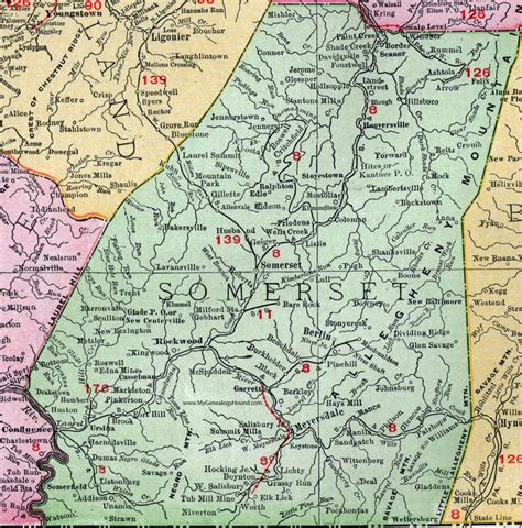 Somerset County, Pennsylvania, 1911, Map, Berlin, Meyersdale ...