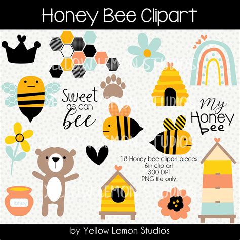 Bear Honey Clip Art honey BEE Bear Cute Clipart - Etsy