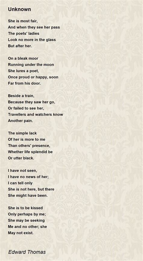 Unknown by Edward Thomas - Unknown Poem