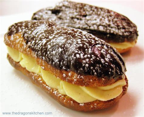 Dragon's Kitchen: Chocolate Painted Eclairs With French Vanilla Cream