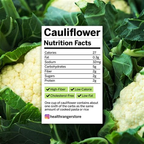 Cauliflower Nutrition Facts | Cauliflower nutrition facts, Nutrition ...