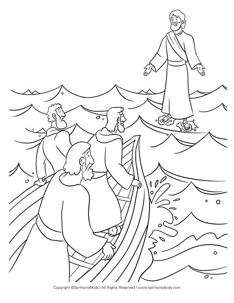 Jesus Walking on the Water Coloring Page | Sermons4Kids