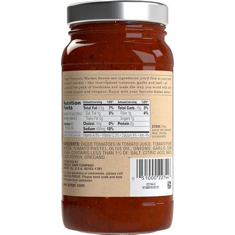 Prego Marinara Sauce Nutrition Facts | Besto Blog