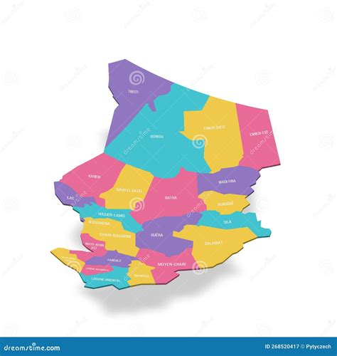 Chad Political Map of Administrative Divisions Stock Vector - Illustration of nation ...