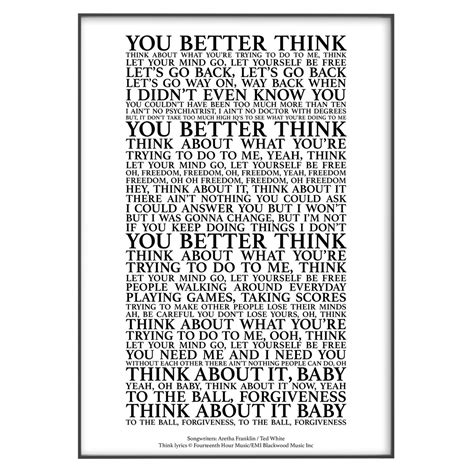 Think Song Lyrics Print Official Licensed Print Poster - Etsy UK