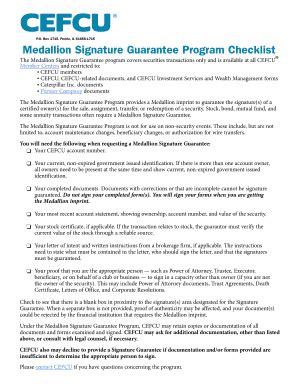 Fillable Online Medallion Signature Guarantee Program Checklist Fax Email Print - pdfFiller