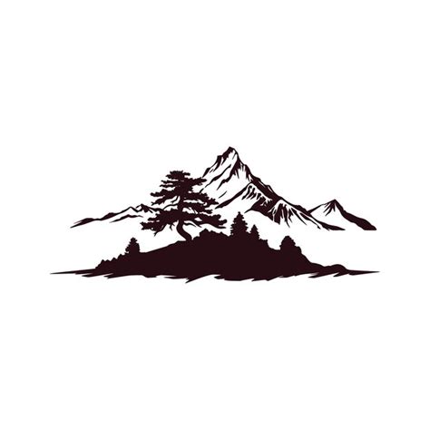 Premium Vector | Mountain landscape silhouette isolated on white ...