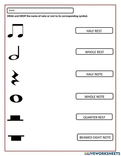 Note And Rest Symbols Activity For Grade Worksheet Live, 46% OFF