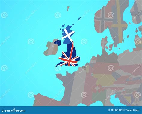 Scotland with flag on map stock illustration. Illustration of kingdom ...