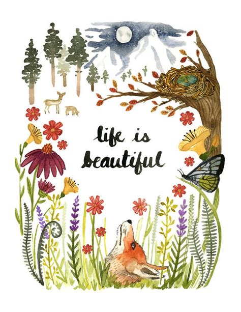 Life Is Beautiful Art Print Watercolor Wall Art Adventure