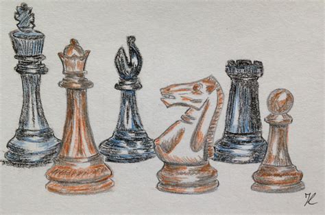 Chess pieces drawing | Art gallery, Painting, Drawings