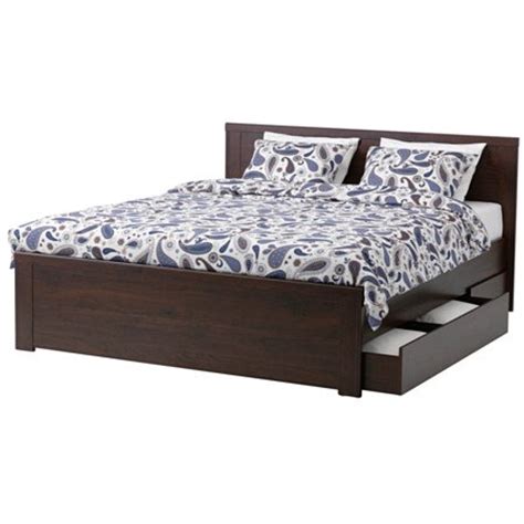 Ikea Queen Size Bed frame with 4 storage boxes, brown, Lönset 18204.82920.1010 - Walmart.com