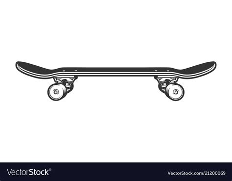 Monochrome sport skateboard side view template Vector Image