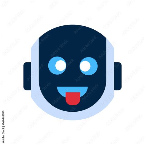 Robot Face Icon Smiling Face Showing Tongue Emotion Robotic Emoji Vector Illustration Stock ...