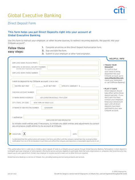 Citibank Direct Deposit Form - Fill Online, Printable, Fillable, Blank | pdfFiller