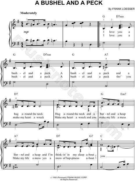 "A Bushel and a Peck" from 'Guys and Dolls' Sheet Music (Easy Piano) in G Major - Download ...