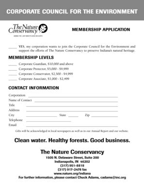 Fillable Online nature Membership Form - The Nature Conservancy - nature Fax Email Print - pdfFiller