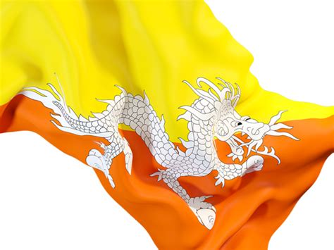 Waving flag closeup. Illustration of flag of Bhutan