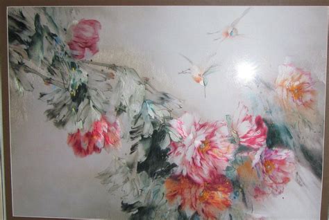 Chinese handmade silk embroidery flowers & birds painting - a photo on ...