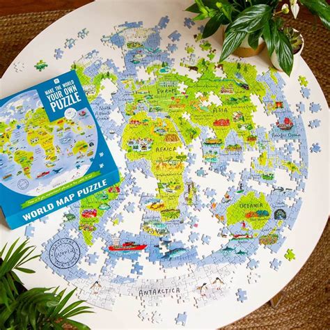 1000 Piece World Map Jigsaw Puzzle and Poster by Talking Tables. This beautifully illustrated ...
