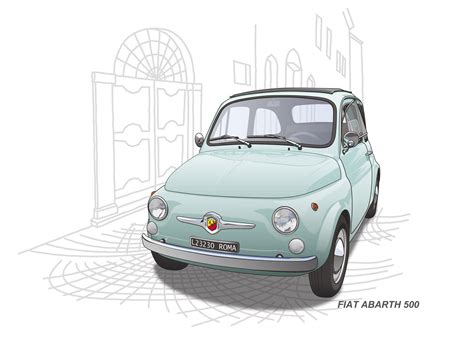 FIAT Abarth 500 (Vector Illustration) | フィアット500, フィアット, チンクエチェント