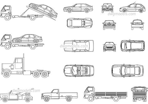 Set of cars DWG, free CAD Blocks download