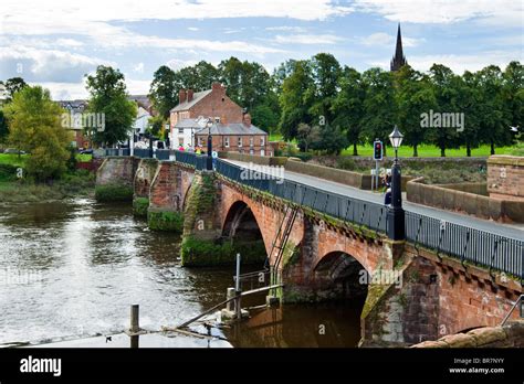 River Dee and the Old Dee Bridge near the City Walls, Chester, Cheshire, England, UK Stock Photo ...