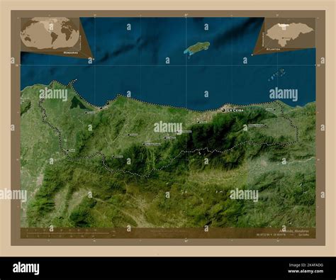 Atlántida, departamento de Honduras. Mapa satelital de baja resolución ...