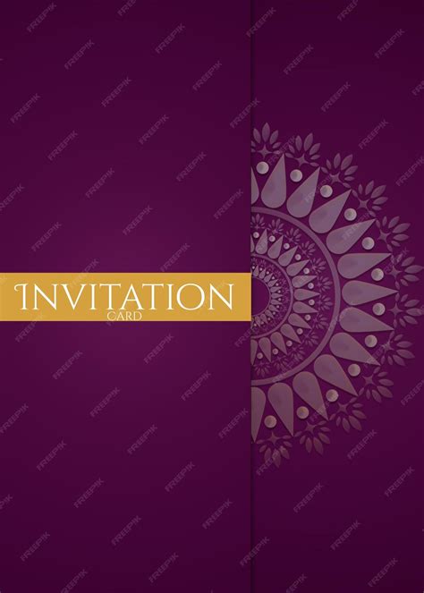 Premium PSD | A purple and gold invitation with a gold label that says'invitation'on it.