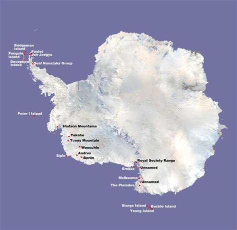 Map of Antarctic volcanoes | Deception island, Royal society, Active volcano