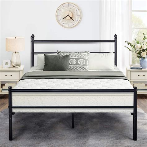 Metal Platform Queen Bed Frame /Bed, Box Spring Replacement with Headboard - Walmart.com ...