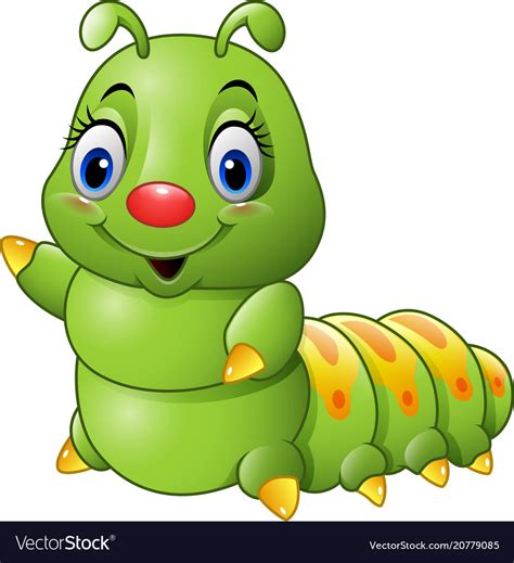 Cartoon green caterpillar Royalty Free Vector Image