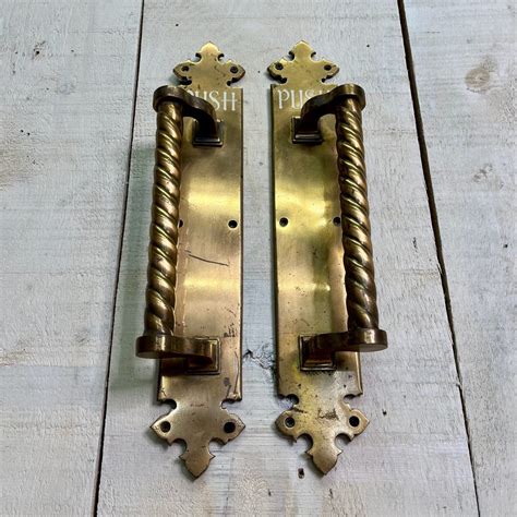 Pair of Antique Commercial Door Handles - Historic House Salvage