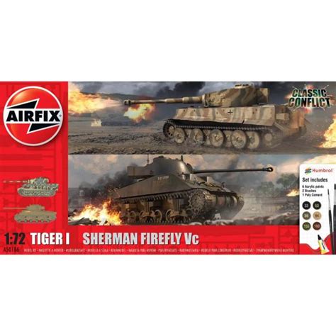 Model tanks: Classic Conflict Tiger 1 vs Sherman Firefly - Airfix - Scale Model Boulevard