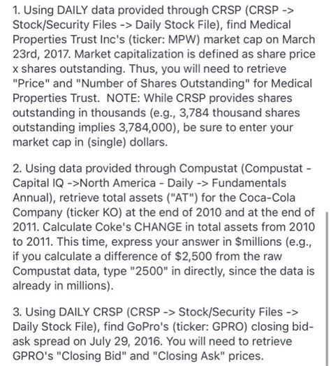 1. Using DAILY data provided through CRSP (CRSP -> | Chegg.com