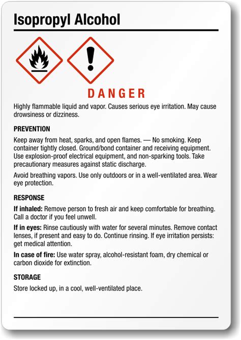 Medium GHS Isopropyl Alcohol Label, SKU: GHS-029-B