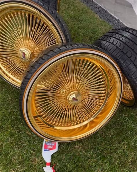 Staggered 24s All Gold Daytons Wire Wheels - SHAUNE CUSTOM RIMS