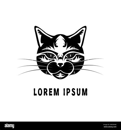 Black and white cat logo illustration design Stock Vector Image & Art ...