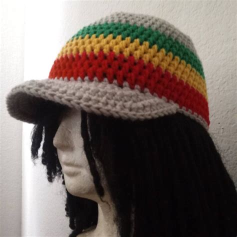 Custom Rastafarian Stripe Baseball Hat // Crochet Hats // OOAK Unisex Fitted Caps // Kwanzaa ...