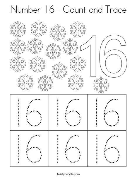 Number 16 writing counting and identification printable worksheets for children – Artofit