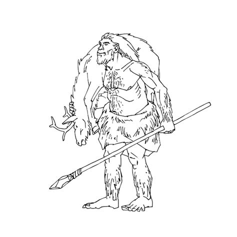 Premium Vector | Prehistoric man. a stone age hunter. a caveman with ...